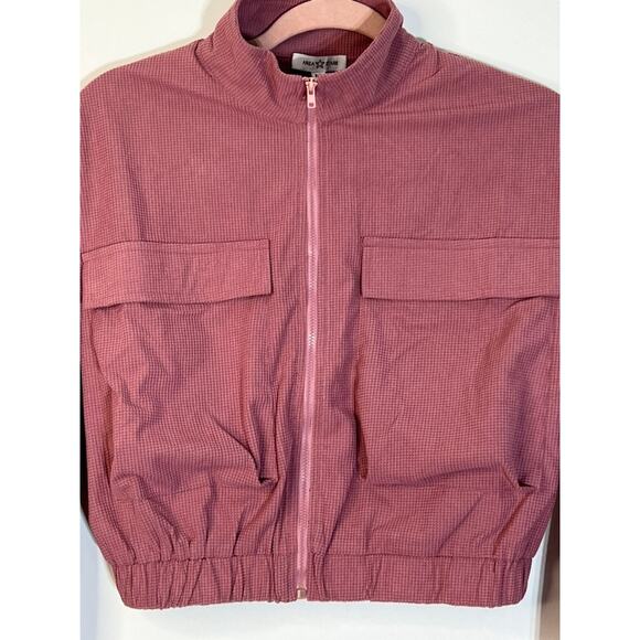 NWT Area Stars Dusty Pink Cropped Long Sleeves Zip Up Moc Neck Jacket Size M - Picture 3 of 9